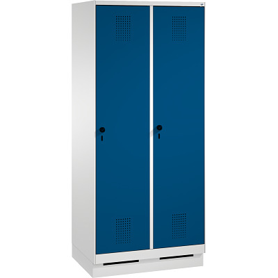 C+P Garderobekast/locker S 3000 Evolo, vakbreedte 40 cm, met sokkel, Gentiaanblauw (RAL 5010), 180x80x50 cm/ 2 vakken