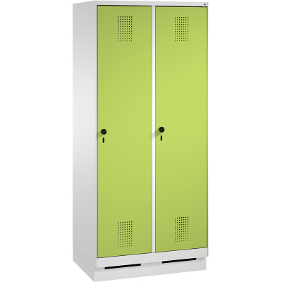 C+P Garderobekast/locker S 3000 Evolo, vakbreedte 40 cm, met sokkel, Viridiaangroen (RDS 110 80 60), 180x80x50 cm/ 2 vakken