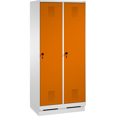 C+P Garderobekast/locker S 3000 Evolo, vakbreedte 40 cm, met sokkel, Geel-oranje (RAL 2000), 180x80x50 cm/ 2 vakken