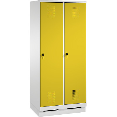 C+P Garderobekast/locker S 3000 Evolo, vakbreedte 40 cm, met sokkel, Fel geel (RDS 080 80 60), 180x80x50 cm/ 2 vakken