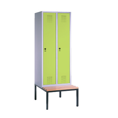 C+P Garderobekast "S 3000 Evolo", vakbreedte 40 cm, met zitbank, Clowngroen (RAL 110 80 60), 209x80x50 cm
