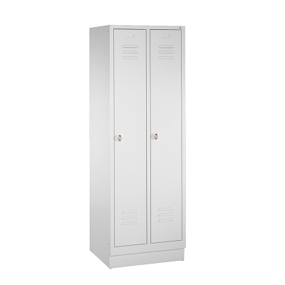 C+P Garderobekast/locker, Lichtgrijs (RAL 7035), 180x61x50 cm/ 2 vakken