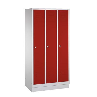 C+P Garderobekast/locker, Vuurrood (RAL 3000), 180x90x50 cm/ 3 vakken