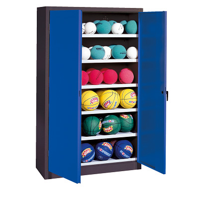 C+P Ballenkast met geperforeerde plaatstaal vleugeldeuren (Type 3), HxBxD 195x120x50 cm, Handvat, Uniforme vergrendeling
