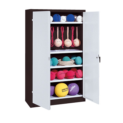 C+P Kast voor sportuitrusting met geperforeerde plaatstaal vleugeldeuren (Type 2), HxBxD195x120x50 cm, Handvat, Uniforme vergrendeling