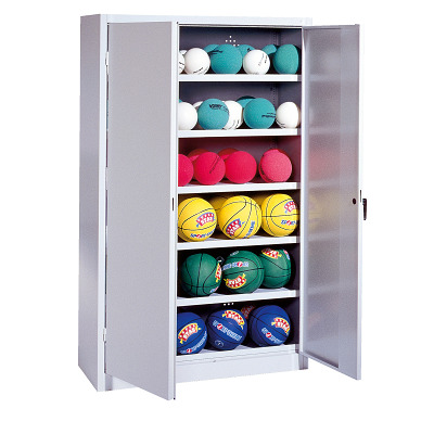 C+P Ballenkast met geperforeerde plaatstaal vleugeldeuren (Type 3), HxBxD 195x120x50 cm, Ergo-Lock handgreep, Uniforme vergrendeling