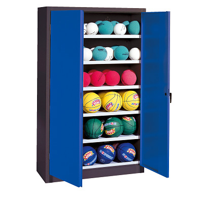 C+P Ballenkast met geperforeerde plaatstaal vleugeldeuren (Type 3), HxBxD 195x120x50 cm, Ergo-Lock handgreep, Uniforme vergrendeling