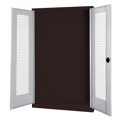 C+P Modulaire kast voor sportuitrusting met geperforeerde plaatstaal vleugeldeuren, HxBxD 195x120x50 cm, Ergo-Lock handgreep, Uniforme vergrendeling