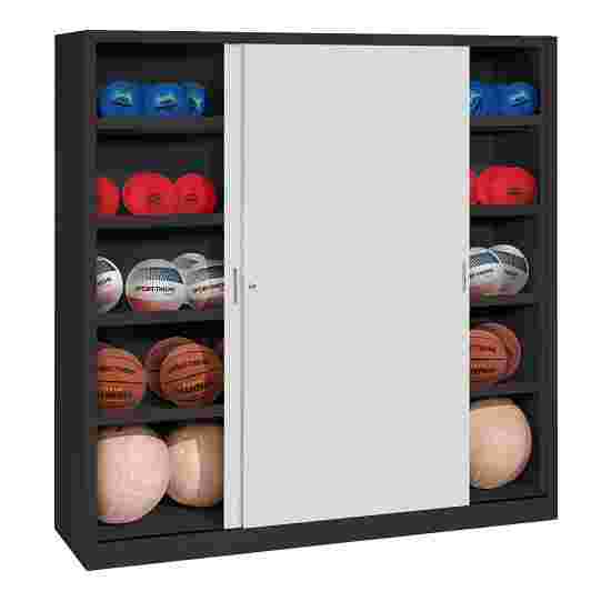 Ballenkast, hxbxd 195x120x50 cm, met schuifdeuren van massief plaatstaal (type 4) Lichtgrijs (RAL 7035), Antraciet (RAL 7021), Afzonderlijk slot per kast