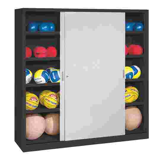 Ballenkast, hxbxd 195x120x50 cm, met schuifdeuren van massief plaatstaal (type 4) Lichtgrijs (RAL 7035), Antraciet (RAL 7021), Uniforme vergrendeling