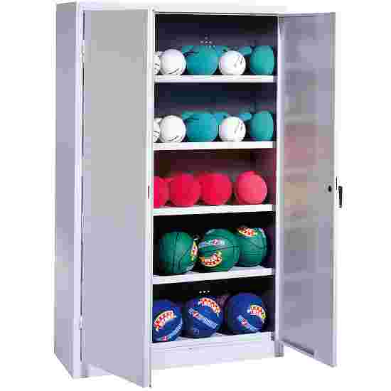C+P Ballenkast (HxBxD195x150x50 cm, met geperforeerde plaatstaal vleugeldeuren, type 3) Lichtgrijs (RAL 7035), Lichtgrijs (RAL 7035), Uniforme vergrendeling, Ergo-Lock handgreep