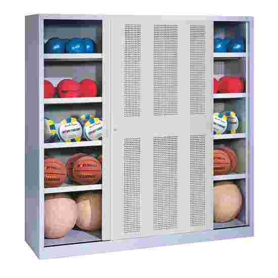 C+P Ballenkast (HxBxD195x190x60 cm, met geperforeerde plaatstaal vleugeldeuren, type 4) Lichtgrijs (RAL 7035), Lichtgrijs (RAL 7035), Afzonderlijk slot per kast
