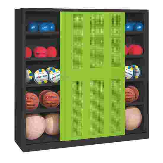 C+P Ballenkast (HxBxD195x190x60 cm, met geperforeerde plaatstaal vleugeldeuren, type 4) Viridiaangroen (RDS 110 80 60), Antraciet (RAL 7021), Afzonderlijk slot per kast