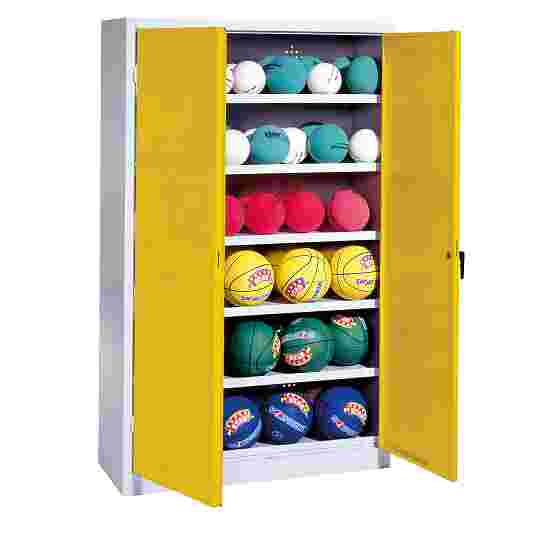 C+P Ballenkast (HxBxD195x93x50 cm, met plaatstaal vleugeldeuren, type 3) Fel geel (RDS 080 80 60), Lichtgrijs (RAL 7035), Uniforme vergrendeling