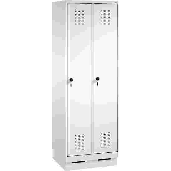 C+P Garderobekast/locker &quot;S 3000 Evolo&quot;, vakbreedte 30 cm, met sokkel 180x60x50 cm/ 2 vakken, Lichtgrijs (RAL 7035)