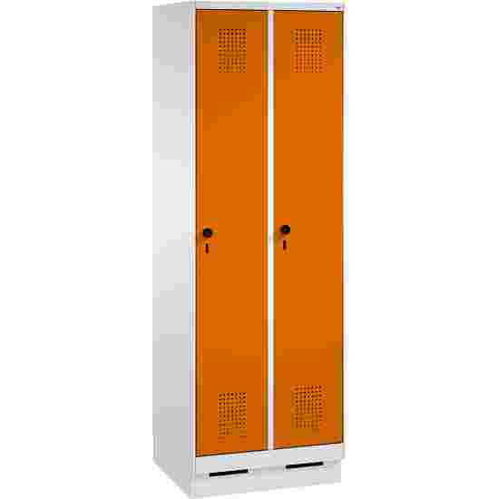 C+P Garderobekast/locker &quot;S 3000 Evolo&quot;, vakbreedte 30 cm, met sokkel 180x60x50 cm/ 2 vakken, Geel-oranje (RAL 2000)