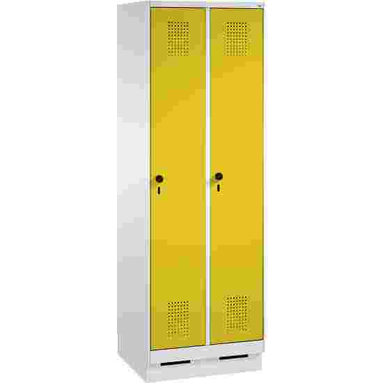 C+P Garderobekast/locker &quot;S 3000 Evolo&quot;, vakbreedte 30 cm, met sokkel 180x60x50 cm/ 2 vakken, Fel geel (RDS 080 80 60)