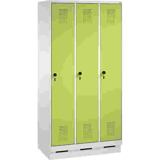 C+P Garderobekast/locker &quot;S 3000 Evolo&quot;, vakbreedte 30 cm, met sokkel 180x90x50 cm/ 3 vakken, Viridiaangroen (RDS 110 80 60)