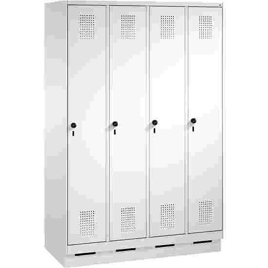 C+P Garderobekast/locker &quot;S 3000 Evolo&quot;, vakbreedte 30 cm, met sokkel 180x120x50 cm/ 4 vakken, Lichtgrijs (RAL 7035)