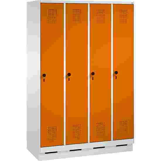 C+P Garderobekast/locker &quot;S 3000 Evolo&quot;, vakbreedte 30 cm, met sokkel 180x120x50 cm/ 4 vakken, Geel-oranje (RAL 2000)