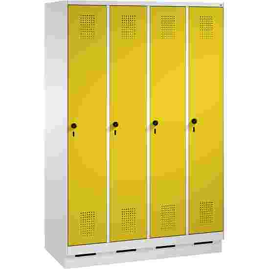 C+P Garderobekast/locker &quot;S 3000 Evolo&quot;, vakbreedte 30 cm, met sokkel 180x120x50 cm/ 4 vakken, Fel geel (RDS 080 80 60)