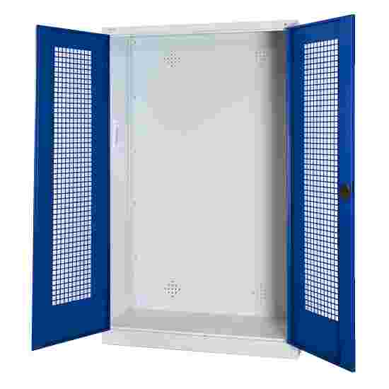 C+P Modulaire kast voor sportuitrusting met geperforeerde plaatstaal vleugeldeuren, HxBxD 195x120x50 cm Gentiaanblauw (RAL 5010), Lichtgrijs (RAL 7035), Afzonderlijk slot per kast, Handvat