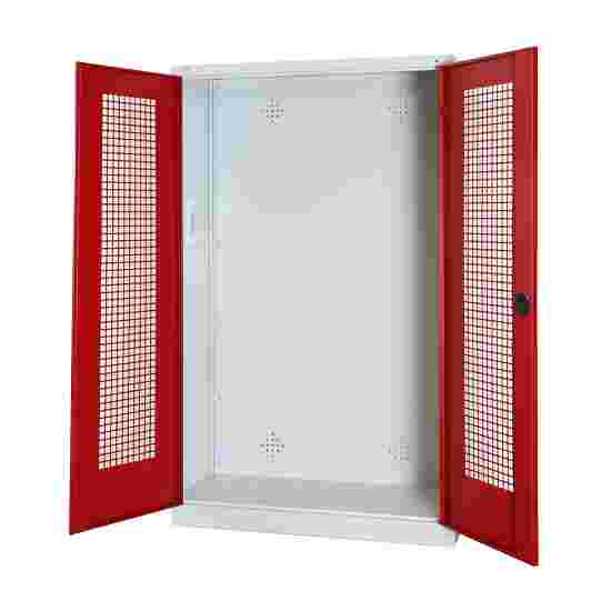 C+P Modulaire sportmateriaalkast (HxBxD195x120x50 cm, met geperforeerde plaatstaal vleugeldeuren) Robijnrood (RAL 3003), Lichtgrijs (RAL 7035), Afzonderlijk slot per kast, Handvat