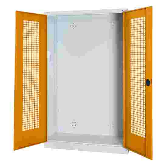 C+P Modulaire sportmateriaalkast (HxBxD195x120x50 cm, met geperforeerde plaatstaal vleugeldeuren) Geel-oranje (RAL 2000), Lichtgrijs (RAL 7035), Afzonderlijk slot per kast, Handvat