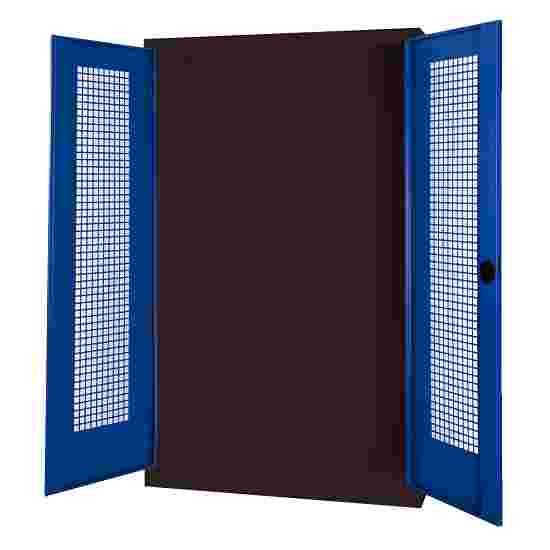 C+P Modulaire sportmateriaalkast (HxBxD195x120x50 cm, met geperforeerde plaatstaal vleugeldeuren) Gentiaanblauw (RAL 5010), Antraciet (RAL 7021), Afzonderlijk slot per kast, Handvat