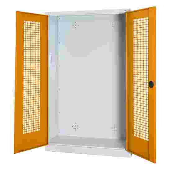 C+P Modulaire sportmateriaalkast (HxBxD195x120x50 cm, met geperforeerde plaatstaal vleugeldeuren) Geel-oranje (RAL 2000), Lichtgrijs (RAL 7035), Afzonderlijk slot per kast, Ergo-Lock handgreep
