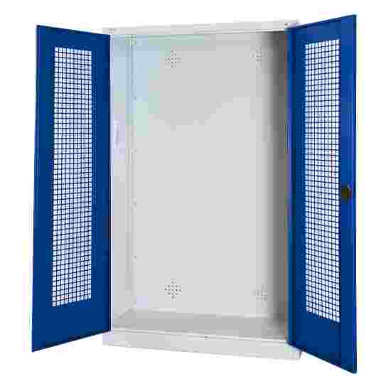 C+P Modulaire sportmateriaalkast (HxBxD195x120x50 cm, met geperforeerde plaatstaal vleugeldeuren) Gentiaanblauw (RAL 5010), Lichtgrijs (RAL 7035), Uniforme vergrendeling, Handvat