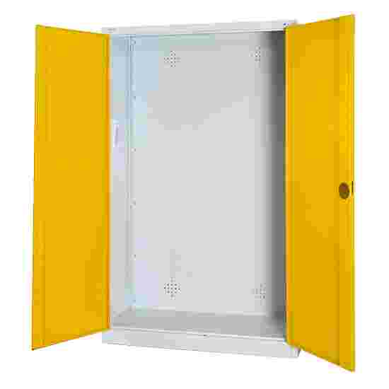C+P Modulaire sportmateriaalkast (HxBxD195x120x50 cm, met geperforeerde plaatstaal vleugeldeuren) Fel geel (RDS 080 80 60), Lichtgrijs (RAL 7035), Uniforme vergrendeling, Ergo-Lock handgreep
