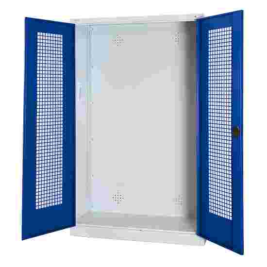 C+P Modulaire sportmateriaalkast (HxBxD195x120x50 cm, met geperforeerde plaatstaal vleugeldeuren) Gentiaanblauw (RAL 5010), Lichtgrijs (RAL 7035), Uniforme vergrendeling, Ergo-Lock handgreep