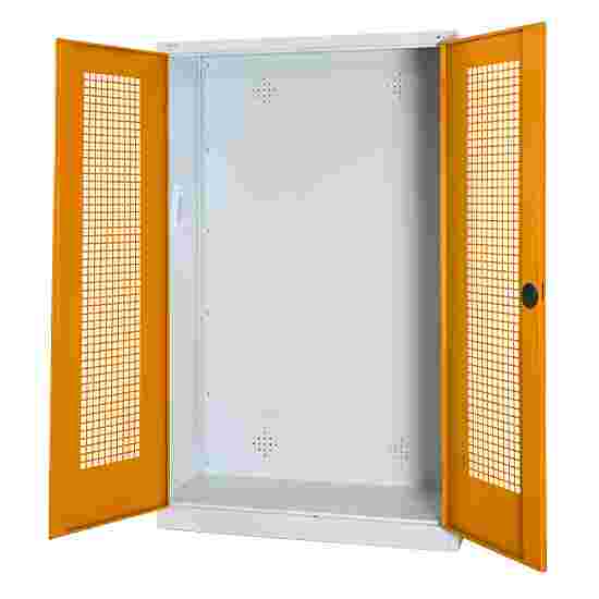 C+P Modulaire sportmateriaalkast (HxBxD195x120x50 cm, met geperforeerde plaatstaal vleugeldeuren) Geel-oranje (RAL 2000), Lichtgrijs (RAL 7035), Uniforme vergrendeling, Ergo-Lock handgreep