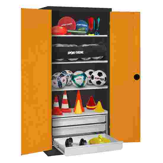C+P Sportmateriaalkast Geel-oranje (RAL 2000), Antraciet (RAL 7021), Afzonderlijk slot per kast, Handvat