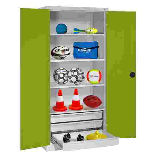 C+P Sportmateriaalkast Viridiaangroen (RDS 110 80 60), Lichtgrijs (RAL 7035), Afzonderlijk slot per kast, Ergo-Lock handgreep