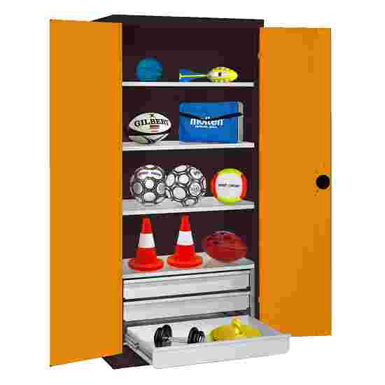 C+P Sportmateriaalkast Geel-oranje (RAL 2000), Antraciet (RAL 7021), Uniforme vergrendeling, Handvat