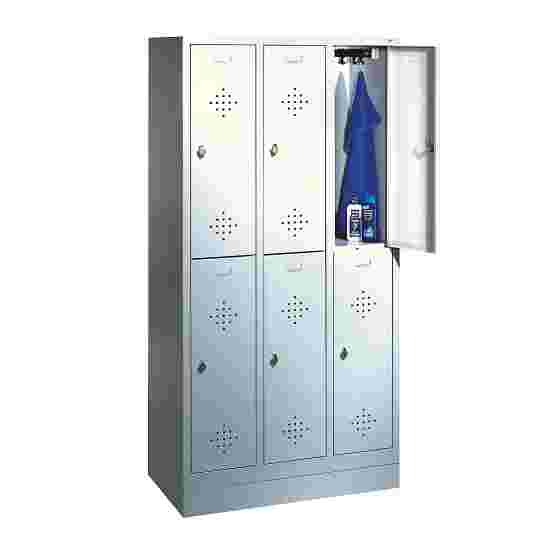 Dubbele garderobekast &quot;S 2000 Classic&quot; met 150 mm hoge poten 180x120x50 cm/ 6 vakken, Lichtgrijs (RAL 7035)