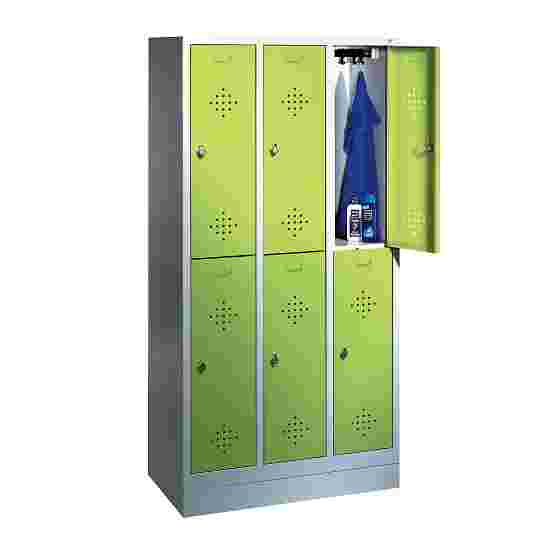 Dubbele garderobekast &quot;S 2000 Classic&quot; met 150 mm hoge poten 180x120x50 cm/ 6 vakken, Viridiaangroen (RDS 110 80 60)