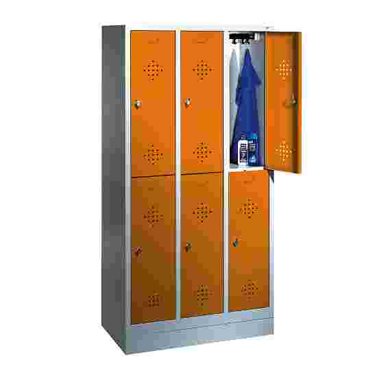 Dubbele garderobekast &quot;S 2000 Classic&quot; met 150 mm hoge poten 180x120x50 cm/ 6 vakken, Geel-oranje (RAL 2000)