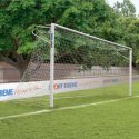 Sport-Thieme Aluminium voetbaldoelen, 7,32 x 2,44 m, hoeken gelast, staande in grondbussen Nethouderrail