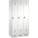 C+P Garderobekast/locker "S 3000 Evolo", vakbreedte 30 cm, met sokkel 180x90x50 cm/ 3 vakken, Lichtgrijs (RAL 7035)
