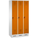 C+P Garderobekast/locker "S 3000 Evolo", vakbreedte 30 cm, met sokkel 180x90x50 cm/ 3 vakken, Geel-oranje (RAL 2000)
