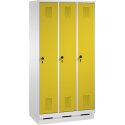 C+P Garderobekast/locker "S 3000 Evolo", vakbreedte 30 cm, met sokkel 180x90x50 cm/ 3 vakken, Fel geel (RDS 080 80 60)