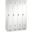 C+P Garderobekast/locker "S 3000 Evolo", vakbreedte 30 cm, met sokkel 180x120x50 cm/ 4 vakken, Lichtgrijs (RAL 7035)