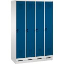 C+P Garderobekast/locker "S 3000 Evolo", vakbreedte 30 cm, met sokkel 180x120x50 cm/ 4 vakken, Gentiaanblauw (RAL 5010)