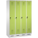 C+P Garderobekast/locker "S 3000 Evolo", vakbreedte 30 cm, met sokkel 180x120x50 cm/ 4 vakken, Viridiaangroen (RDS 110 80 60)