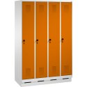 C+P Garderobekast/locker "S 3000 Evolo", vakbreedte 30 cm, met sokkel 180x120x50 cm/ 4 vakken, Geel-oranje (RAL 2000)