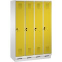 C+P Garderobekast/locker "S 3000 Evolo", vakbreedte 30 cm, met sokkel 180x120x50 cm/ 4 vakken, Fel geel (RDS 080 80 60)
