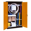 C+P Sportmateriaalkast (HxBxD 195x120x50 cm, met massief plaatstalen-vleugeldeuren Type 1) Geel-oranje (RAL 2000), Antraciet (RAL 7021), Uniforme vergrendeling, Handvat